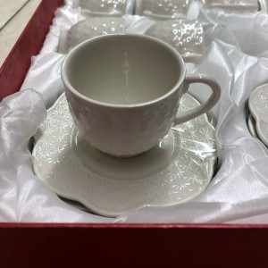 طقم فناجين 12 قطعة بورسلان مزخرف مع استكانة 12 قطعة